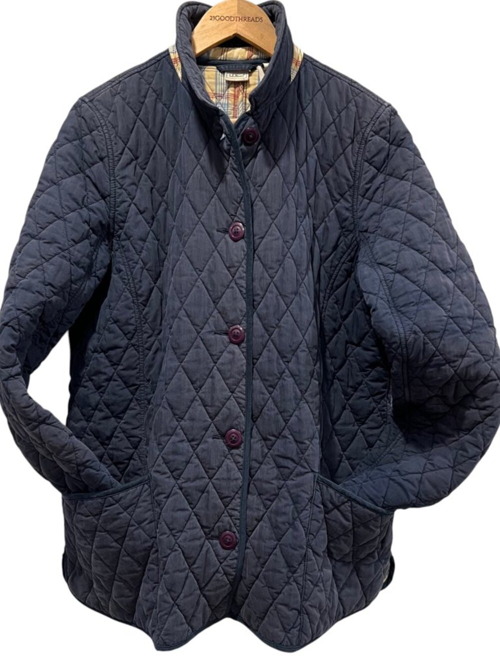 LL Bean Vtg Quilted Riding Jacket, Navy, XL